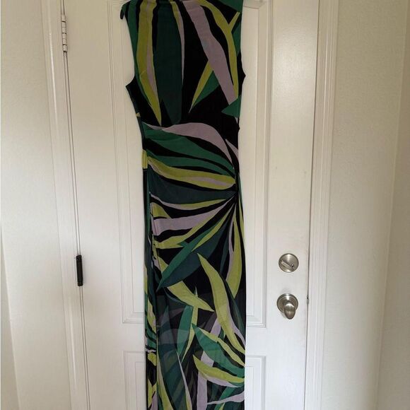 Donna Morgan Abstract Printed Mesh Midi Dress - Picture 2 of 8
